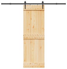 Porta Scorrevole Con Set Hardware 70x210 Cm Legno Massello Pino /