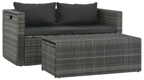 Set divani da giardino 6 pz con cuscini in polyrattan grigio