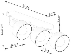 Sollux SL.1318 - Faretto ELBA 3xE27/15W/230V nero