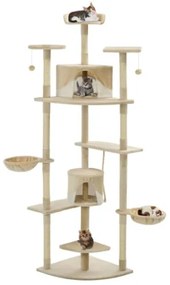 Albero per Gatti e Tiragraffi in Sisal 203 cm Beige e Bianco