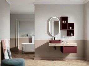 Mobile da bagno sotto lavabo rovere chiaro e rosso jaipur, lavabo non incluso