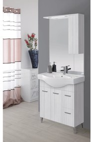 Mobile Bagno a Terra 85 Cm Due Ante Due Cassetti Specchio Con Pensile e Illuminazione Led Feridras "Stella" Grigio
