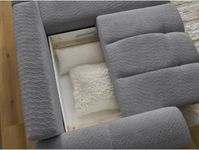 Divano angolare grigio allungabile/con contenitore (con penisola a destra/con chaise lounge) con rivestimento in bouclé Roxelane – Bobochic Paris