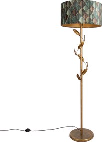 Lampada da terra oro con paralume a forma di foglia e interno dorato 50cm - Linden