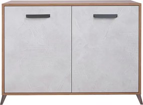 Madia in legno 107 cm a 2 ante Cemento Chiaro e struttura Noce Chiaro - LAELA