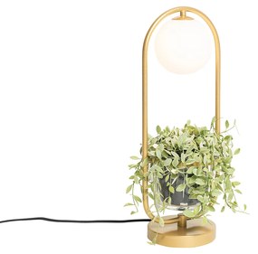 Lampada da tavolo Art Déco dorata con vetro bianco - Isabella