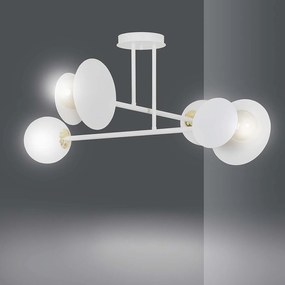 Plafoniera Moderna Inari Acciaio Bianco 4 Luci E27 Ip20