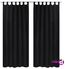 vidaXL Tende Micro-Raso Nere 2 pezzi con Occhielli 140 x 175 cm