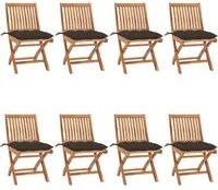 Sedie da Giardino Pieghevoli con Cuscini 8 pz Massello di Teak 3072884