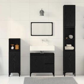 Set di mobili da bagno  set di 3 quercia nera legno ingengerizzato