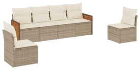 Set divano da giardino 6 pz con cuscini beige in polyrattan