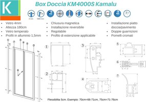 Porta nicchia a libro 70cm vetro serigrafato altezza 180cm KM4000S - KAMALU