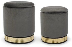 Andrea bizzotto milena set 2 pouf contenitore effetto velluto grigio scuro