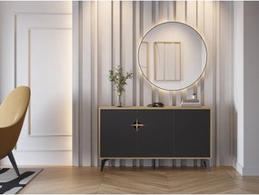 Cassettiera bassa in rovere decorato in nero-naturale 140x79 cm Nola - Marckeric