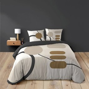 Set copripiumino e federa beige in cotone per letto matrimoniale ed esteso 240x220 cm Santana – douceur d'intérieur