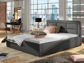 Letto matrimoniale con box contenitore Manila - 180 x 200 cm , Tessuto grigio