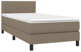 Letto a molle con materasso e led tortora 90x190 cm in tessuto