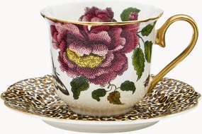 Tazza e piattino in Fine China White Leopard