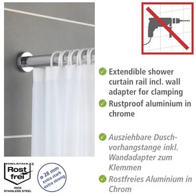 Asta telescopica in argento per bagno, lunghezza 110-185 cm Luz - Wenko