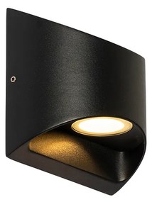 Lampada da parete per esterni moderna nera con LED 2 luci IP54 - Mal