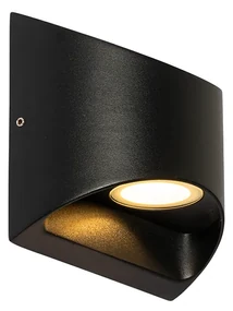 Lampada da parete per esterni moderna nera con LED 2 luci IP54 - Mal