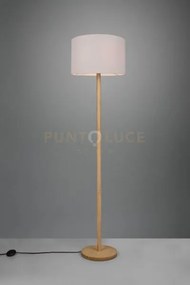 Korba piantana base legno naturale con paralume bianco h. 162cm 1 l...