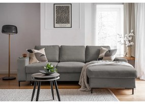 Divano letto in velluto a coste grigio (angolo destro) Lofty Lilly - Miuform