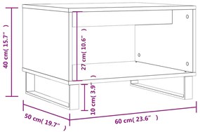 Tavolino da Salotto Grigio Sonoma 60x50x40 cm Legno Multistrato