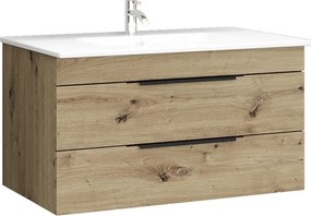 Mobile bagno sospeso 80 cm in rovere naturale spazzolato grezzo | LAC-EFESTO-80 - KAMALU