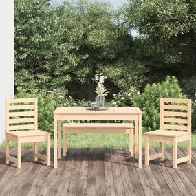 Set Da Pranzo Per Giardino 4 Pz İn Legno Massello Di Pino /