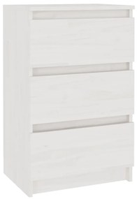 Comodino Bianco 40x29,5x64 cm in Legno Massello di Pino