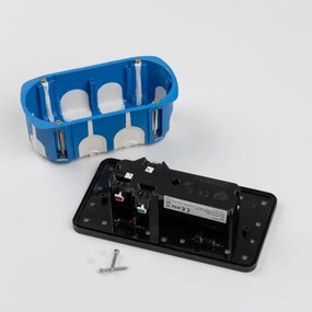 Solight 5B323B - Presa doppia da incasso a pavimento per esterno IP55 nero rettangolare