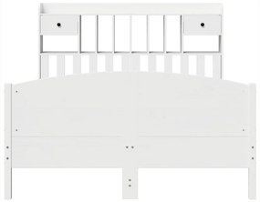 Letto libreria senza materasso bianco 140x190 cm legno di pino