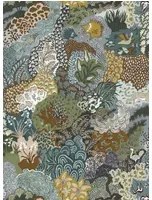 Josephine Munsey Carta da parati Whimsical Clumps - Olive, Brown and Blue