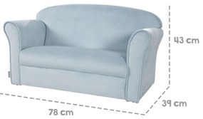 Divano per bambini in velluto azzurro 78 cm Lil Sofa - Roba