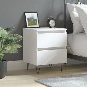 Comodino Bianco 40x35x50 Cm İn Legno Multistrato /