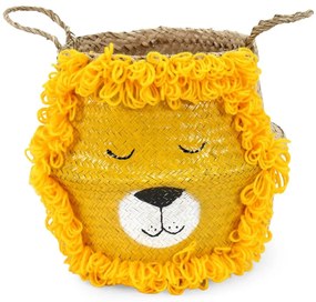 Cesto portagiochi da bambini in seagrass di colore giallo-naturale ø 30x28 cm Lion - Compactor