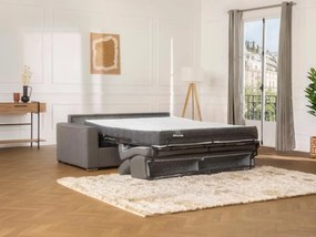 Divano letto 4 posti ribalta doghe larghe memory foam - Letto: 160 cm x 22 cm Tessuto Grigio - VIZIR