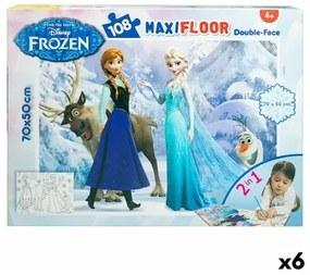 Puzzle per Bambini Frozen Double-face 108 Pezzi 70 x 1,5 x 50 cm (6 Unità)