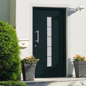 Porta Dıngresso İn Alluminio E Pvc Antracite 110x210 Cm /