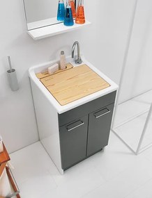 Colavene Swash mobile lavatoio 50x45 due ante con tavola lavapanni in legno massello Grigio Antracite