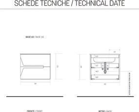 Mobile bagno 60 cm sospeso HAITI finitura Larice Bianco