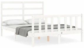 Giroletto con testiera bianco 140x190 cm in legno massello