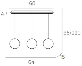 Sospensione Contemporanea Eclipse Metallo Bianco Vetro Oro 3 Luci G9