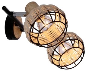 Faretto TAJGA 2xE14/40W/230V rattan/nero