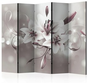 Paravento design Lilla preferito II - fiori bianchi di giglio in luce chiara