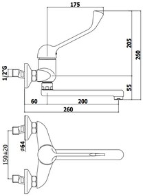 Paffoni nettuno due nd302 miscelatore lavello a muro con leva clinica con canna 20 cm diritta orientabile cromo