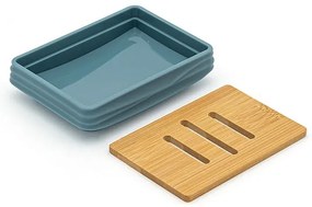Accessori bagno in set completo da 4 pezzi in abs turchese cobalto linea Wave