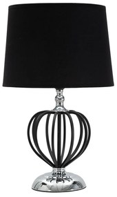 Lampada da tavolo con paralume in tessuto nero e argento (altezza 44,5 cm) Darky - Mauro Ferretti