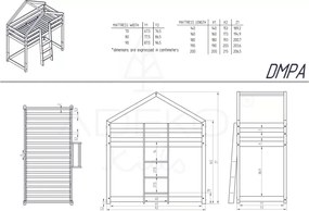 Domečková palanda z borovicového dřeva Adeko Mila DMPA, 80 x 160 cm